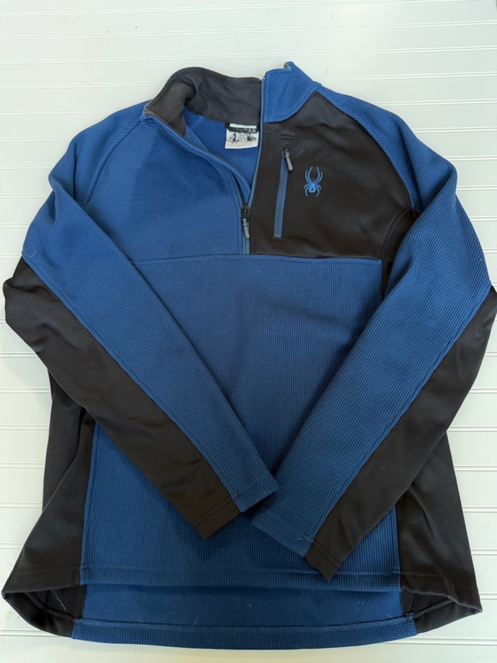 (175)Spyder Blue & Black Half-Zip Performance Pullover